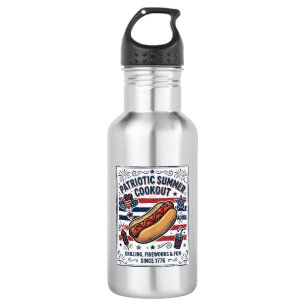 Bouteille D'eau Chien Chaud Patriotique Barbecue Vintage