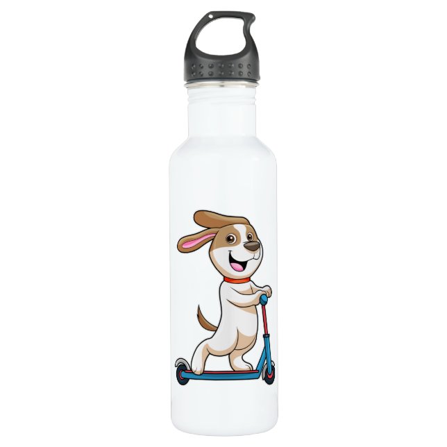 Bouteille D'eau Chien comme Biker avec Scooter (Devant)