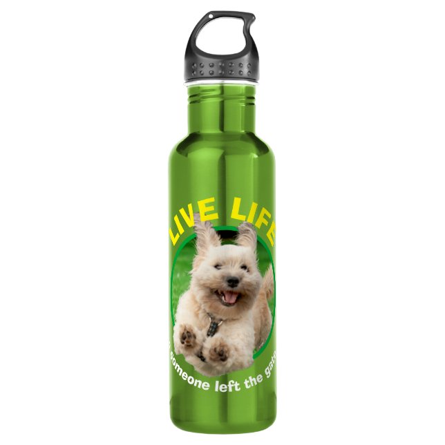 Bouteille D'eau Chien Courant Dans Le Jardin (Devant)