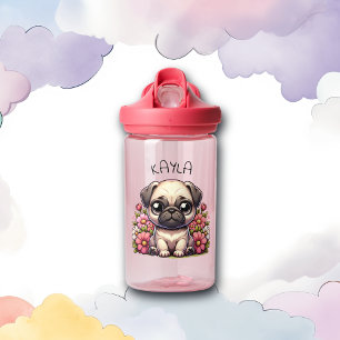 Bouteille D'eau Chien de race Pug mignon personnalisé