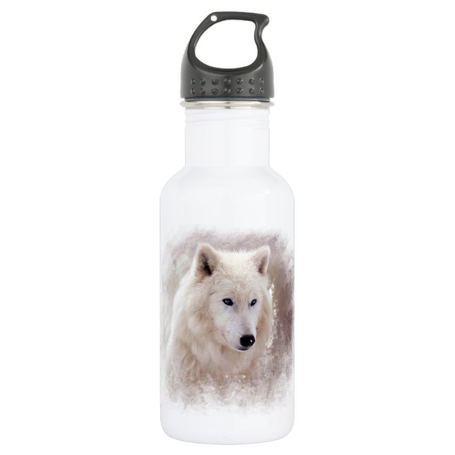 BOUTEILLE D'EAU CHIEN DE TRAÎNEAU SIBÉRIEN BLANC (Devant)
