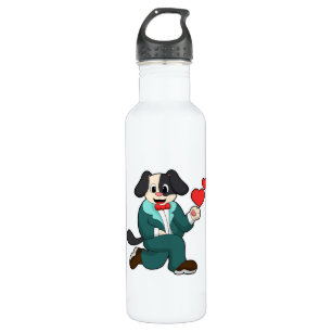 Bouteille D'eau Chien en marié avec costume et cravate