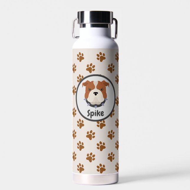 Bouteille D'eau Chien mignon empreinte de patte animal sur mesure  (Avant)