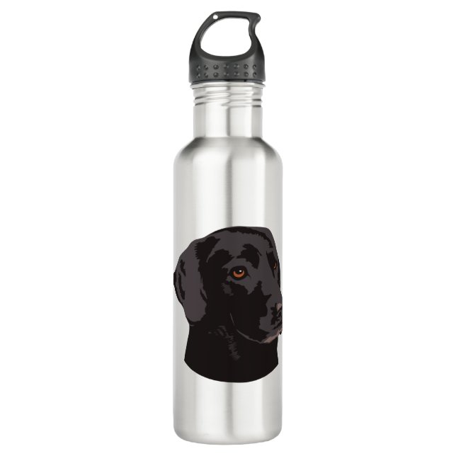 Bouteille D'eau Chien noir de laboratoire (Devant)