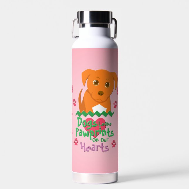 Bouteille D'eau Chiens laissant des empreintes digitales (Avant)