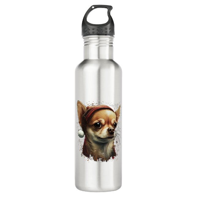 Bouteille D'eau Chihuahua Joyeux Noël X-Mas Tree Cute (Devant)