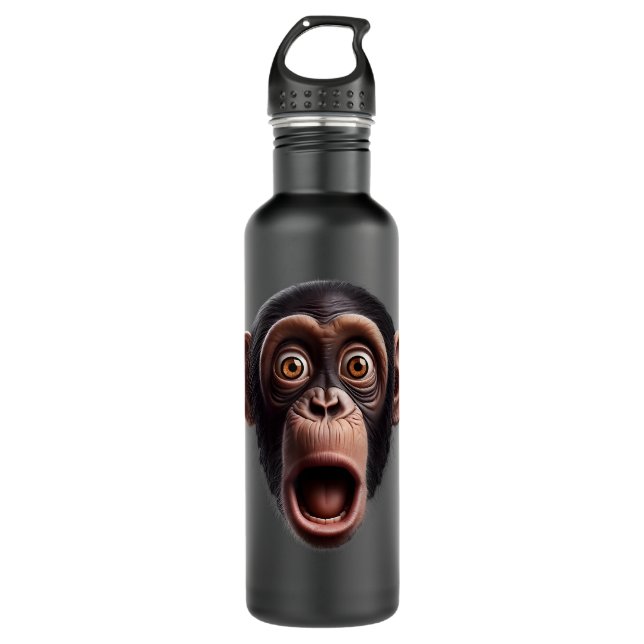 Bouteille D'eau Chimpanzé drôle de visage de singe (Devant)