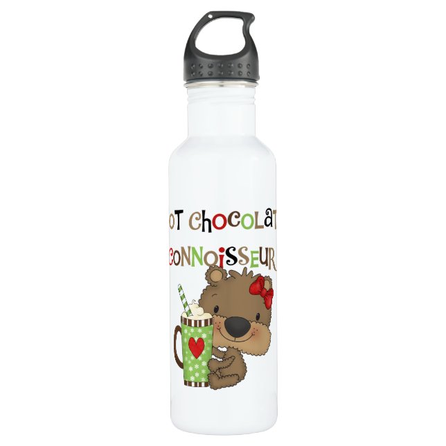 Bouteille D'eau Chocolat chaudOurs de fille de connaisseur (Devant)