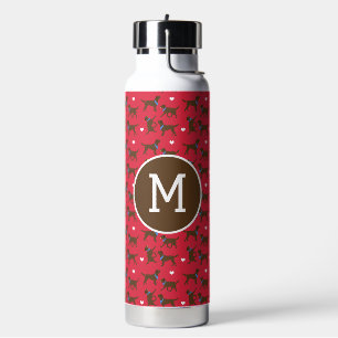 Bouteille D'eau Chocolat Labs Labrador Retriever Monogramme rouge