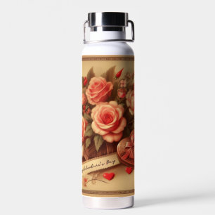 Bouteille D'eau Chocolats et fleurs de la Saint-Valentin vintage