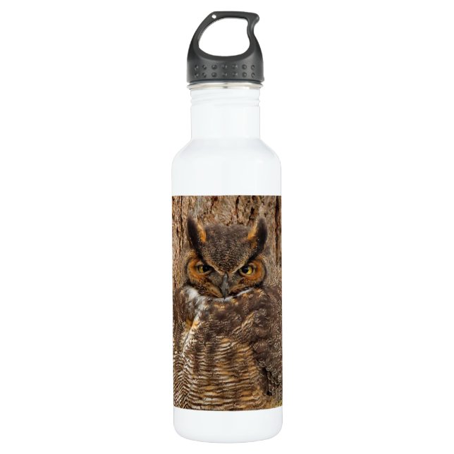 Bouteille D'eau Chouette à cornes dans le Douglas Fir (Devant)