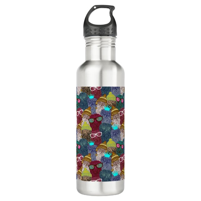 Bouteille D'eau Chouette dans la couronne (Devant)