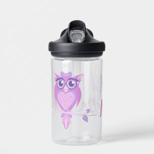 Bouteille D'eau Chouette oiseau graphique mauve mauve mauve enfant