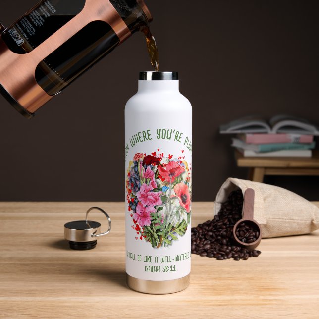 Bouteille D'eau Christian BLOOM OÙ VOUS ÊTES PLANTÉ Floral (Café)