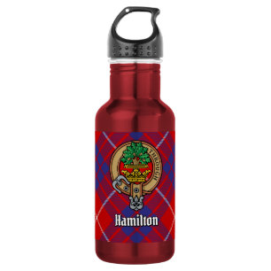 Bouteille D'eau Cimier du Clan Hamilton sur tartan rouge