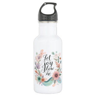 Bouteille D'eau citation colorée apaisante sur la joie et le bien-