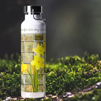 Bouteille D'eau Citation de jonquilles Jaunes du jour nouveau