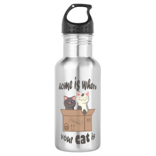 Bouteille D'eau Citation drôle Accueil est où est votre chat
