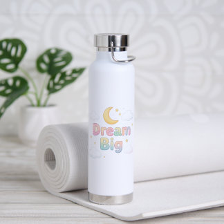 Bouteille D'eau Citation fantaisiste pastel doux sur fond blanc