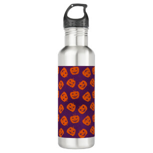 Bouteille D'eau Citrouilles d'Halloween sur Motif Arrière - plan v