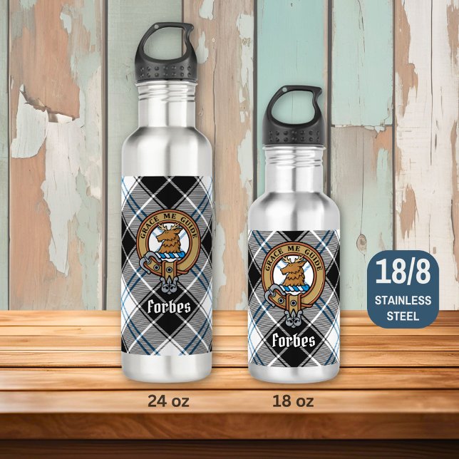 Bouteille D'eau Clan Forbes Crest sur la robe Tartan (Créateur téléchargé)