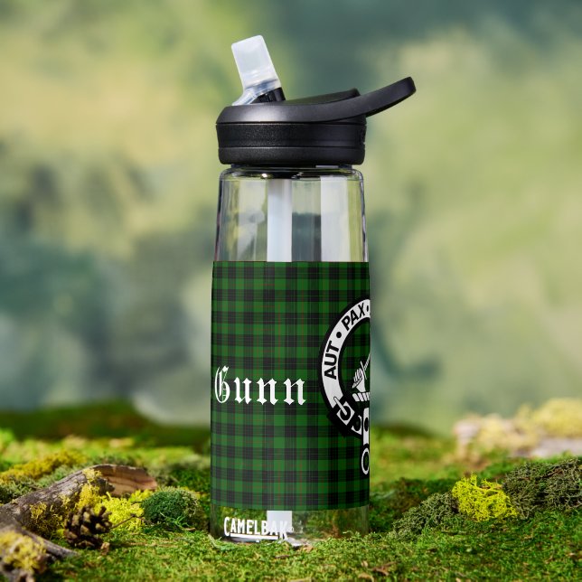 Bouteille D'eau Clan Gunn Crest Badge & Tartan (Extérieur)