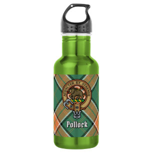 Bouteille D'eau Clan Pollock Crest sur Tartan