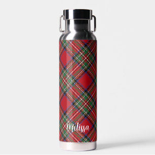 Bouteille D'eau Clan vert rouge plaid personnalisé Stewart Tartan