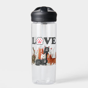 Bouteille D'eau Clowder mignon de chats illustration avec LOVE
