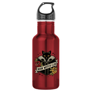 Bouteille D'eau Club de sorcière de livre Chat Logo