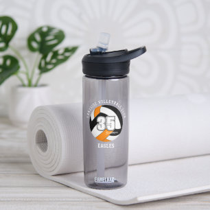 Bouteille D'eau club de volley-ball orange noir couleurs sur mesur