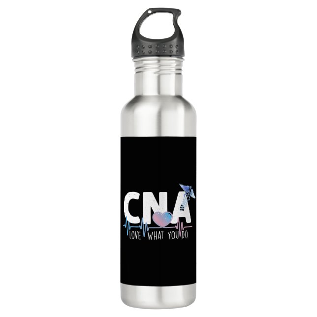 Bouteille D'eau CNA Love What You Do Heartbeat Certified Nursing (Devant)