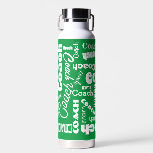 Bouteille D'eau Coach personnalisé vert et blanc Nom cadeau Art