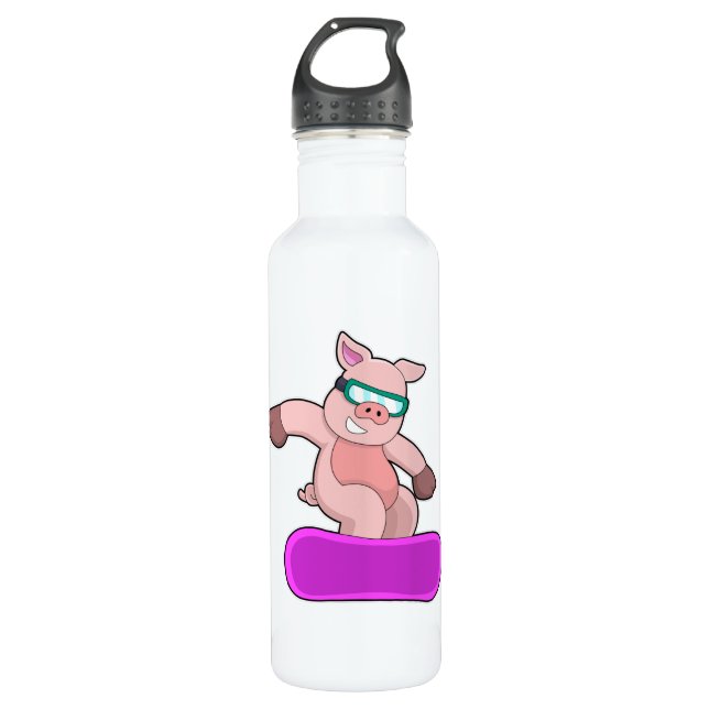 Bouteille D'eau Cochon à Snowboard Sports & Ski lunettes (Devant)