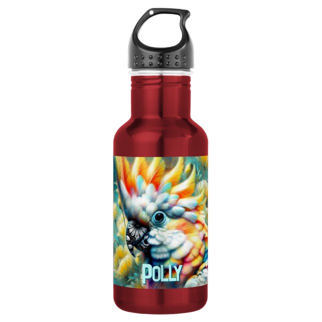 Bouteille D'eau Cockatoo Bird Yellow Poppies Personalized (Devant)