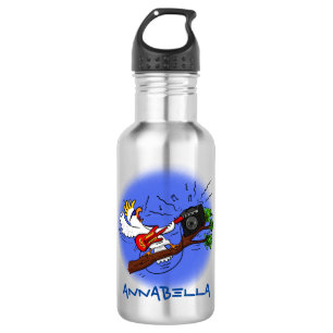 Bouteille D'eau Cockatoo drôle jouant de la guitare rock dessin an