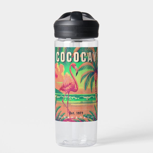 Bouteille D'eau CocoCay Bahamas Retro Flamant rose Souvenir 1950 (Extérieur)