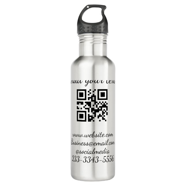 Bouteille D'eau code QR personnalisé simple ajouter votre nom text (Devant)