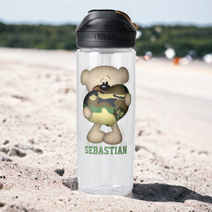 Bouteille D'eau Coeur d'amour géant militaire Ours camouflé