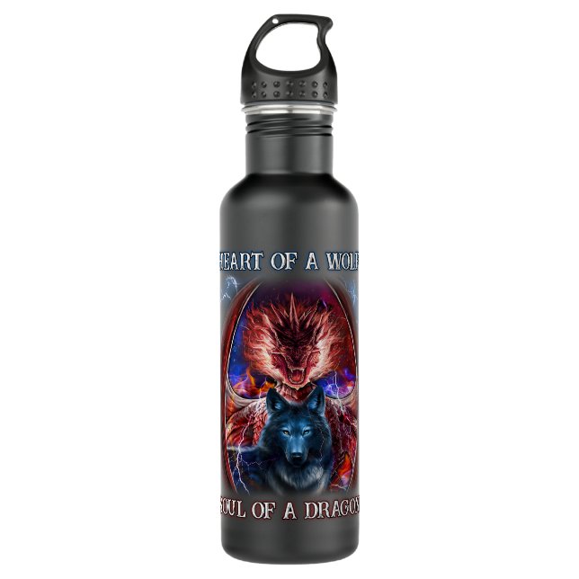 Bouteille D'eau Coeur d'une âme de loup de dragon (Devant)