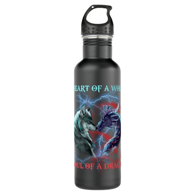Bouteille D'eau Coeur d'une âme de loup de dragon (Devant)