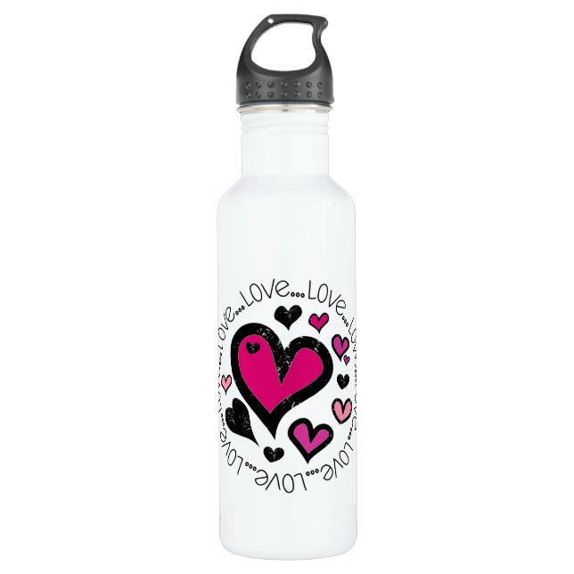 Bouteille D'eau Coeurs Amour Amour Amour (Devant)