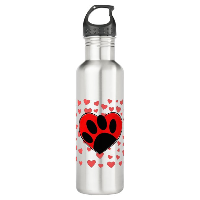 Bouteille D'eau Coeurs Amoureux de les chiens partout (Devant)