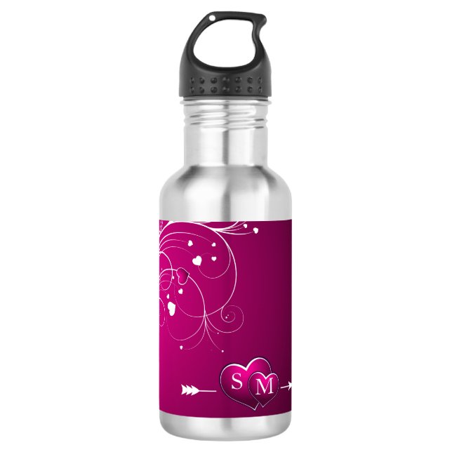 Bouteille D'eau Coeurs avec flèche (Devant)