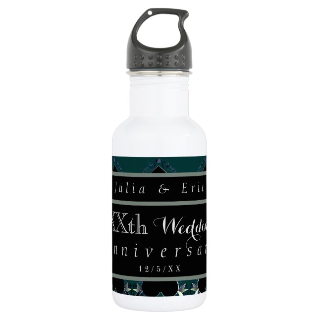 Bouteille D'eau Coeurs gothiques de mariage personnalisés (Devant)