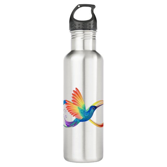 Bouteille D'eau Colibri arc-en-ciel avec symbole Infinity (Devant)