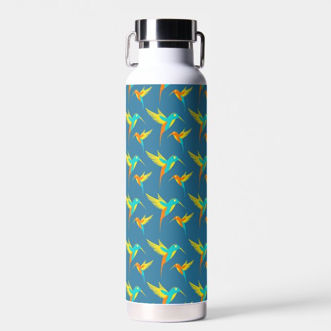 Bouteille D'eau Colibris exotiques Motif bleu (Avant)