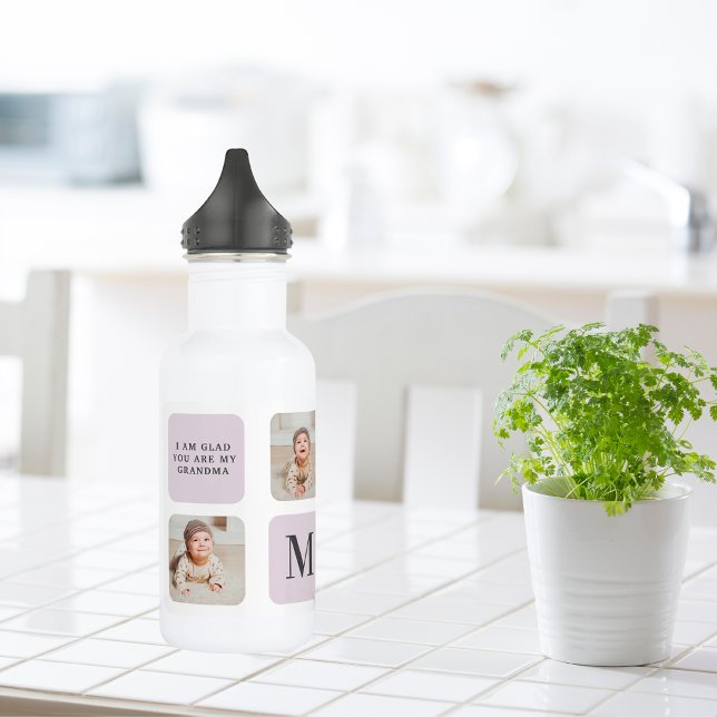 Bouteille D'eau Collage Photo & Meilleure Grand-Mère Jamais Meille (Créateur téléchargé)