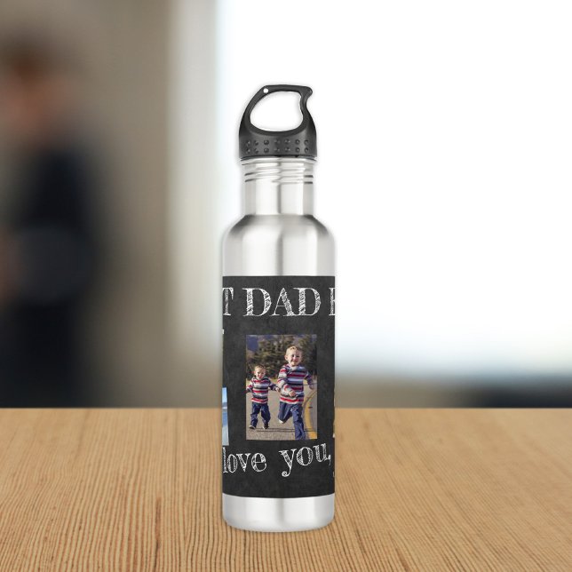 Bouteille D'eau Collage photo nous t'aimons papa Fête des pères (Créateur téléchargé)