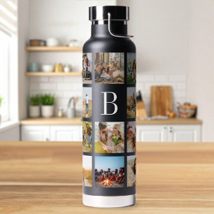 Bouteille D'eau Collage photo personnalisé 19 Monogramme